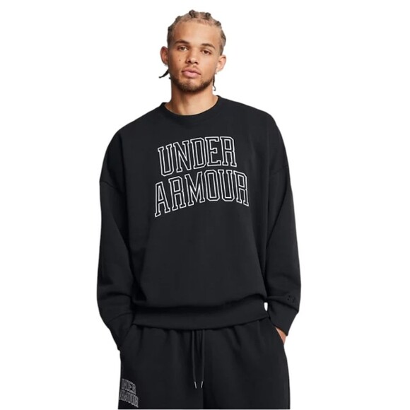 Under Armour Mens UA Icon Heavyweight Oversized Black Embroidered Sweatshirt L - Picture 7 of 7